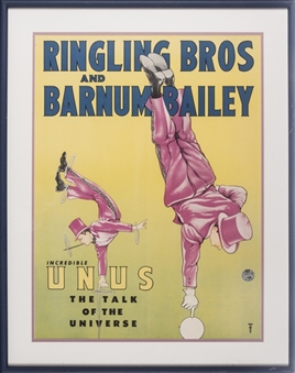 Vintage 1950s Ringling Bros and Barnum Bailey Framed Circus Poster 